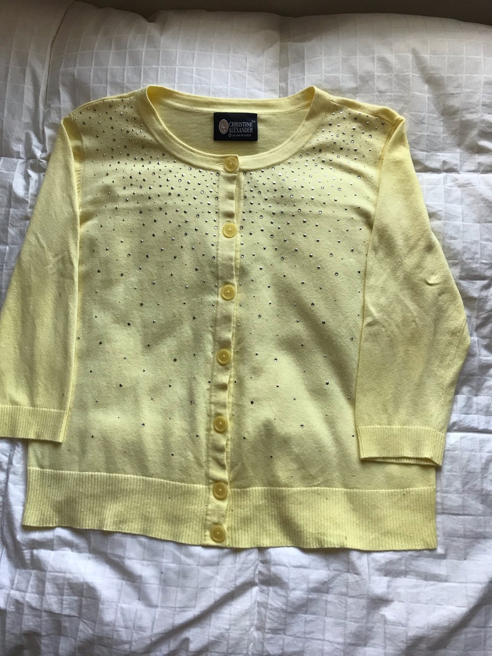 Christine Alexander Pale Yellow w/swarorski crystals sweater